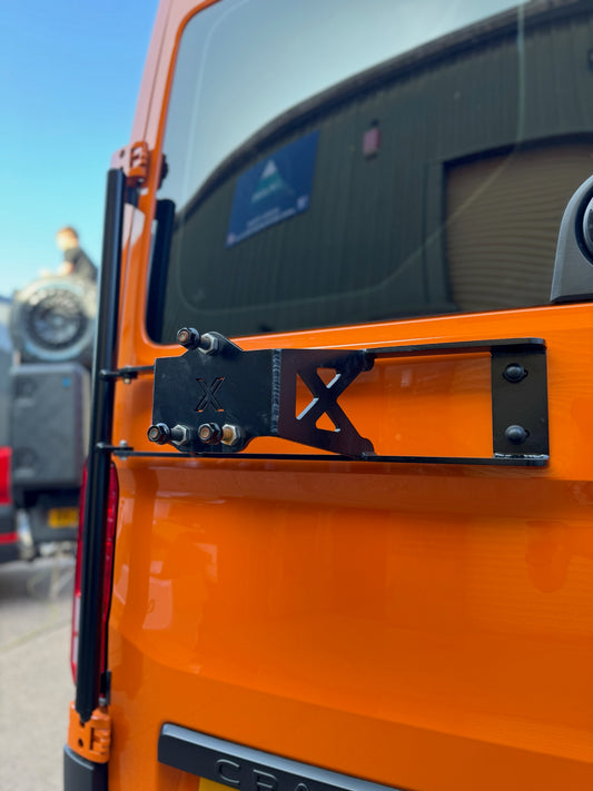 Xplore Campers Rear Door Spare Wheel Carrier - Mercedes Sprinter / VW Volkswagen Crafter / MAN TGE  Mild Steel