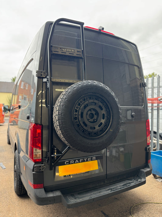 Xplore Campers Rear Wheel Carrier/Ladder Combo - Mercedes Sprinter / VW Volkswagen Crafter / MAN TGE  Mild Steel