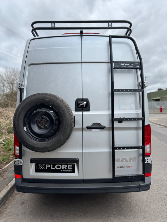 Xplore Campers Rear Door Ladder /  Spare Wheel Carrier BUNDLE - Mild Steel