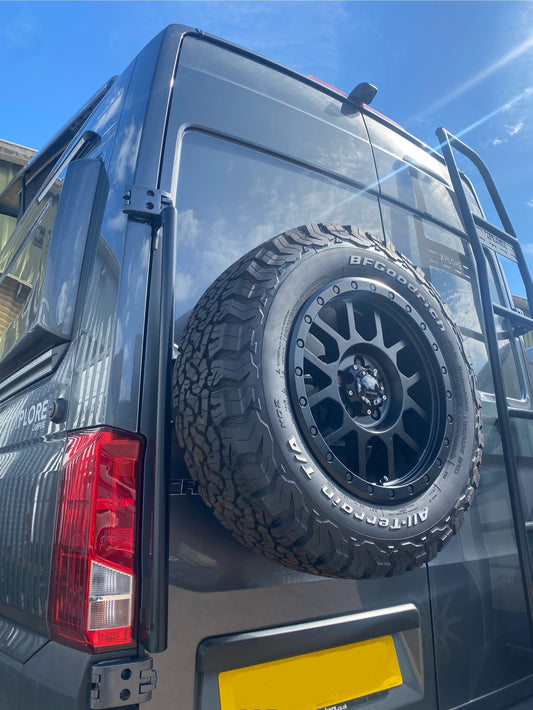 Xplore Campers Rear Door Spare Wheel Carrier - Mercedes Sprinter / VW  Crafter / MAN TGE - Aluminium